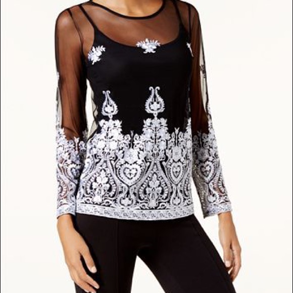 I.N.C. Embroidered Sheer Top - Picture 1 of 4